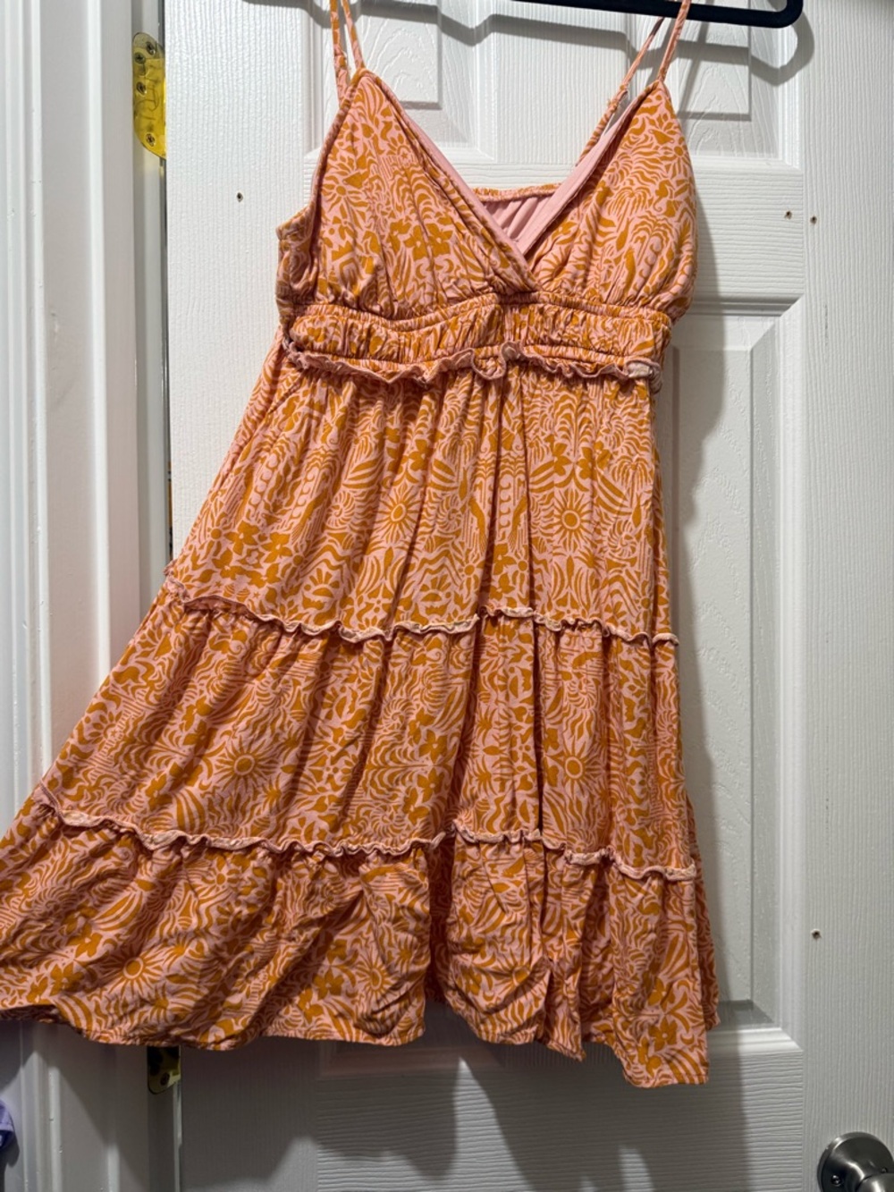 No Boundaries Pink & Orange Floral Tiered Mini Sundress